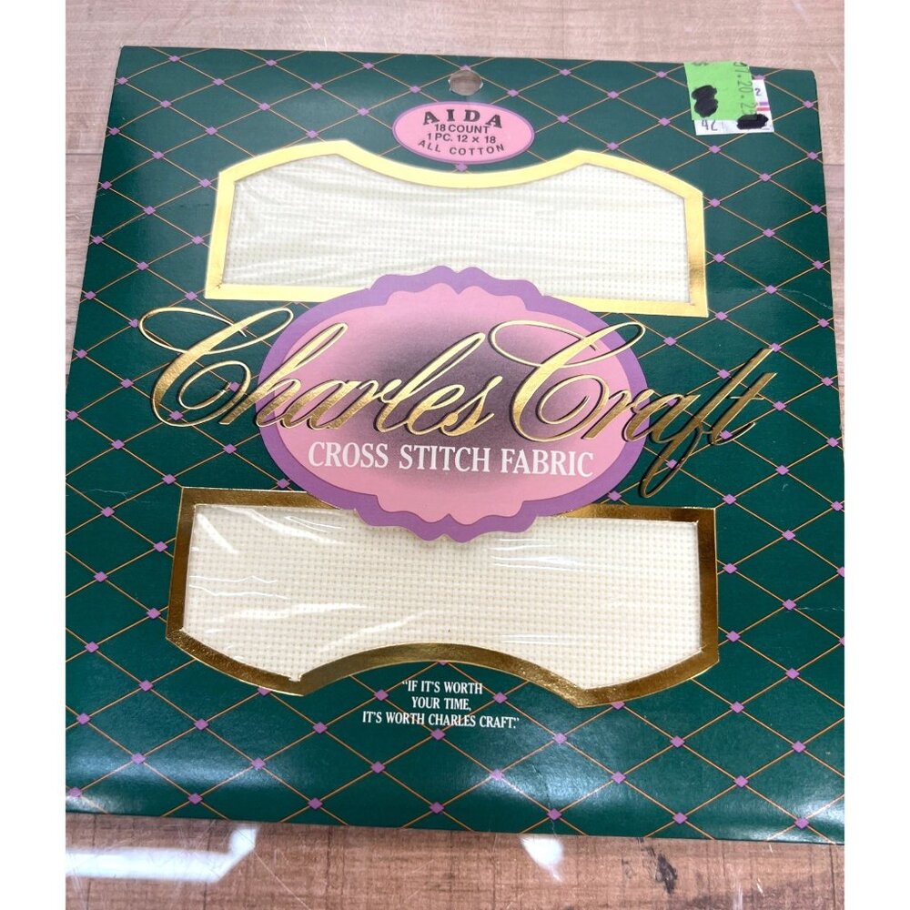 Charles Craft Aida Cross Stitch Fabric 100% Cotton 18 Count 15" X 18" Ivory